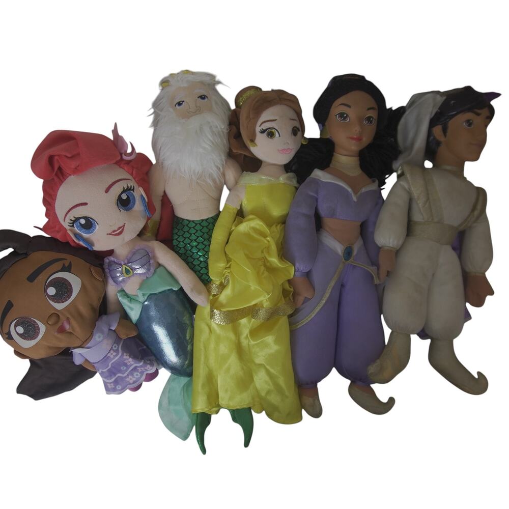 Disney & Aurora Doll Bundle 6 Ariel Belle Jasmine Aladdin Isabela